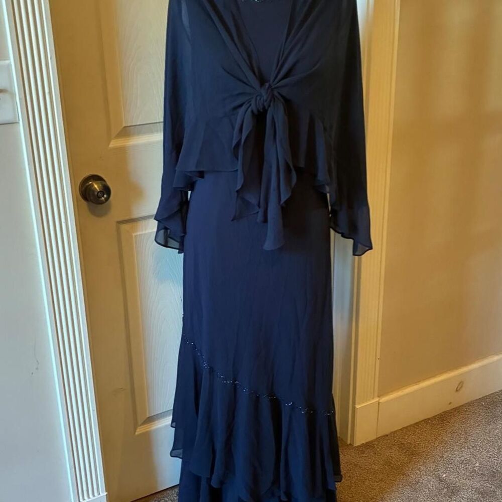 Alex-evenings Women's Navy and Blue Dress